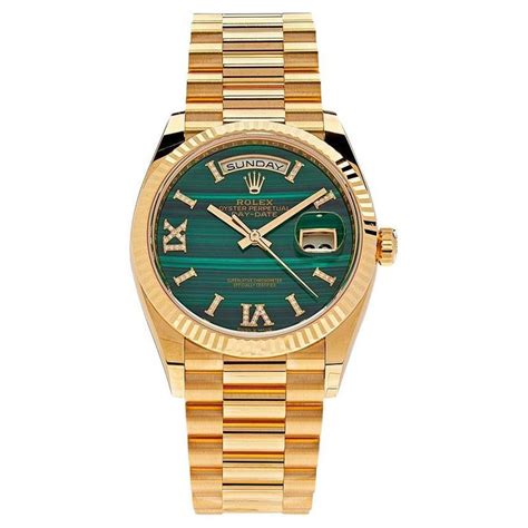 rolex daydate yellow gold green dial|rolex day date 128238.